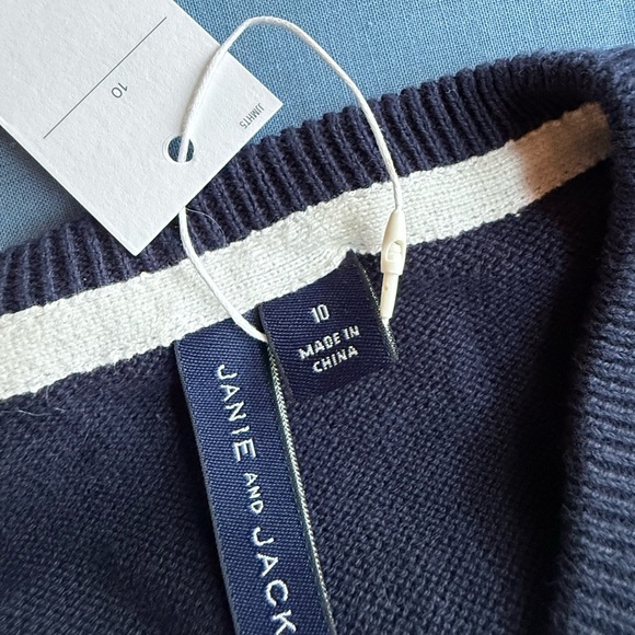 Janie and Jack Navy and Green Sweater Vest with White Trim - Picture 2 of 4